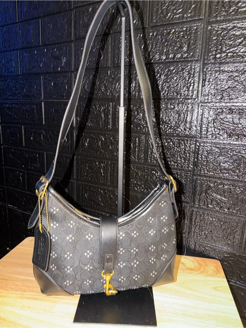 Coach Black Shoulder Bag with Gold Hardware
